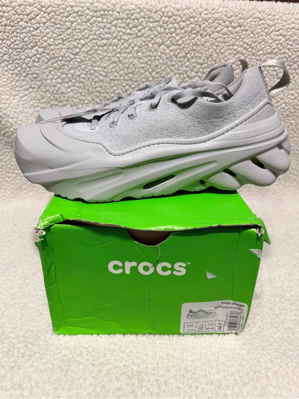 CROCS Echo Surge Sneakers - Light Gray Men’s Size 9 Women’s Size 11